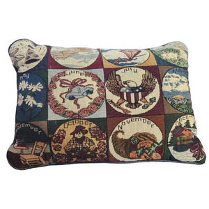 Monthly Holiday Tapestry Pillow 16" x 11" Halloween Thanksgiving Christmas
